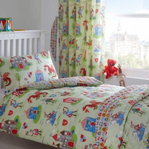 Duvet Cover Set & Curtains with Knights & Dragons Design