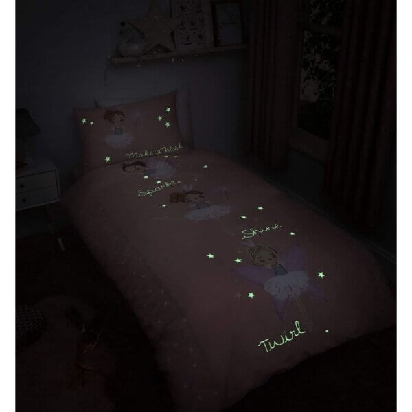 Make A Wish Glow In The Dark Single Duvet Set Pink