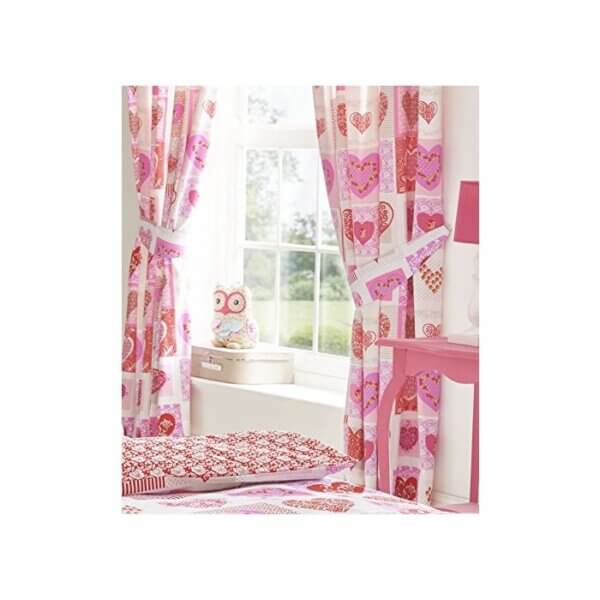 Pencil Pleat Curtains Lace Hearts