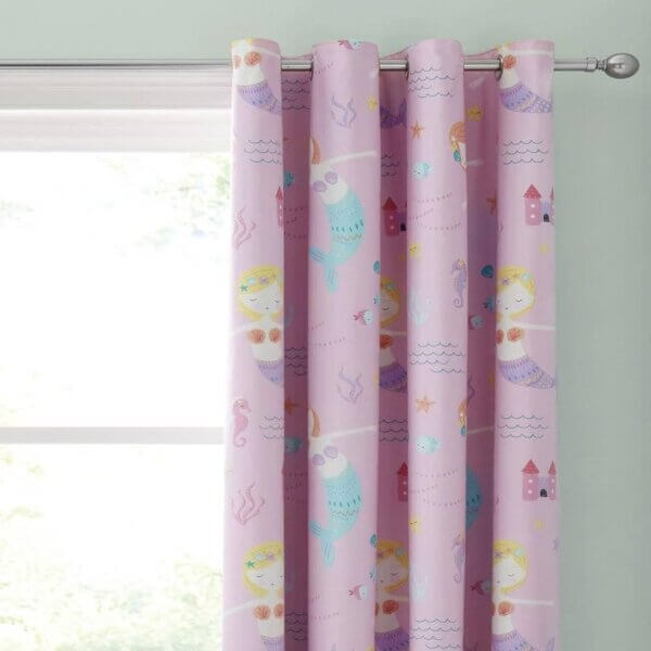 Lets Be Mermaids Blackout Curtains Pink