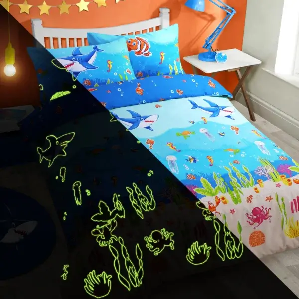 Sealife Fun Glow In The Dark Duvet Set Single Bed