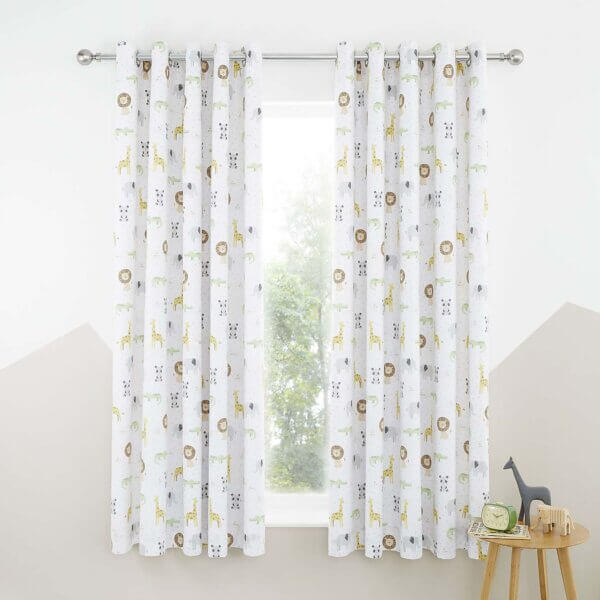 Roarsome Animals Curtains Natural