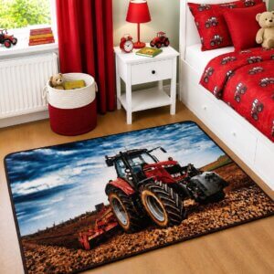Kids Red Tractor Rug